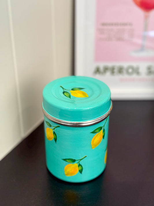 Lemon Hand Painted Tea Caddy Tin