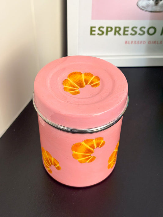Croissant Hand Painted Tea Caddy Tin