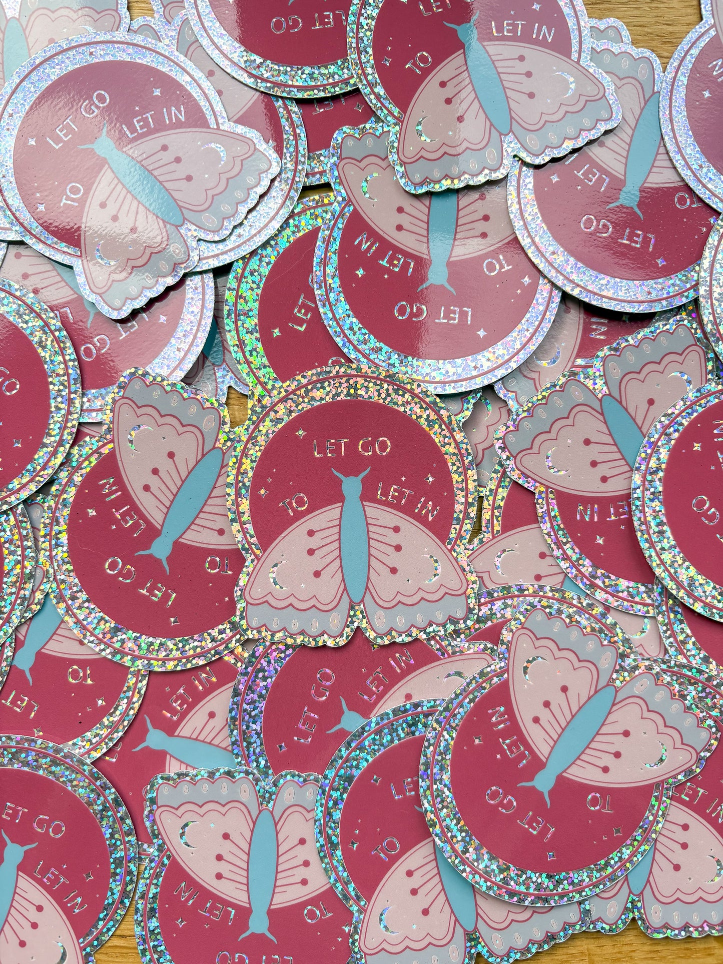 Let Go to Let in - Butterfly Moth Glitter Sticker Decal