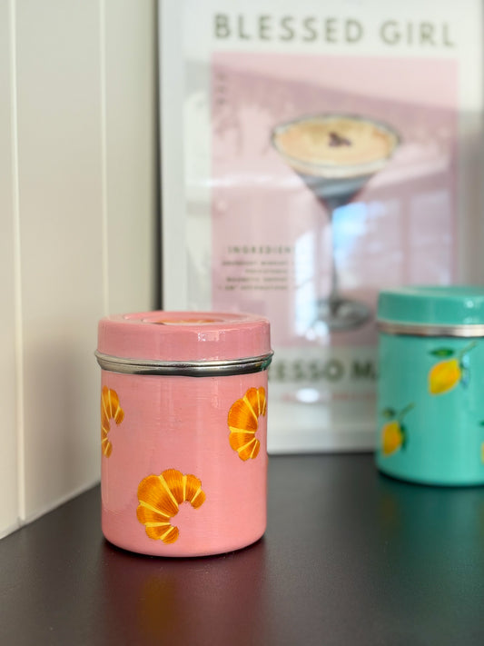 Croissant Hand Painted Tea Caddy Tin